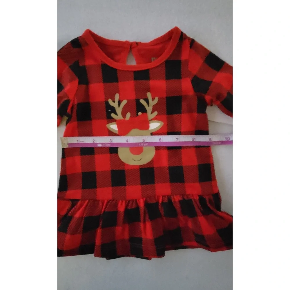Planet‎ Cotton Girls Reindeer Top & Pants 2 Pc Apparel Set NB Red/Black